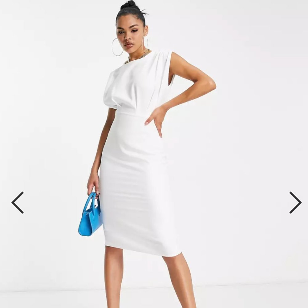 Trendyol sleeveless smart midi dress in white